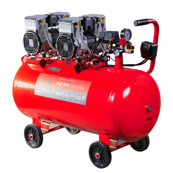 Компрессор воздушный безмасляный малошумный FUBAG OLS 500/100 CM2х2 + Набор пневмоинструмента (5 предметов) в ПОДАРОК в Череповце фото