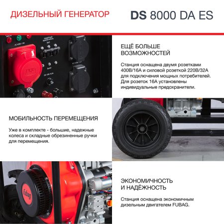 FUBAG Дизельный генератор (трехфазный) с электростартером и коннектором автоматики DS 8000 DA ES в Череповце фото