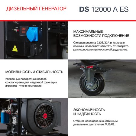 FUBAG Дизельный генератор с электростартером и коннектором автоматики DS 12000 A ES в Череповце фото