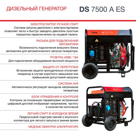 Дизельный генератор FUBAG DS 7500 A ES с электростартером и коннектором автоматики в Череповце фото